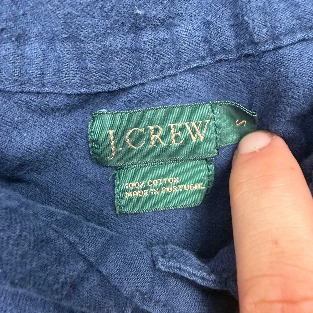 J. Crew Navy Blue Cotton Button Down Shirt Long Sleeve Mens Small Portugal